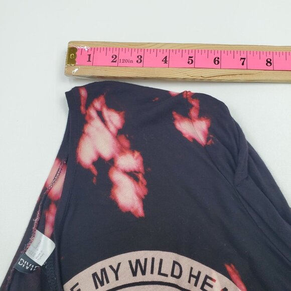 Divided Womens Black Pink Tie Dyed Tiger Crop Top Size 2 Upccyled Bleached Y2K - Picture 9 of 9
